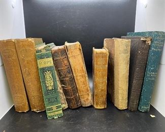 Lot of 9 Antique Hardcover Leather Books 1800s 1700s Shakespeare History Poetry Astronomy