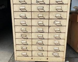 Steel 27drawer file storage cabinet, full of vintage radio TV tubes Components