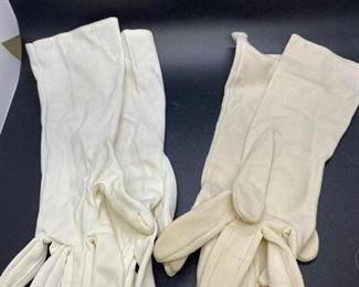Two Pairs of Womans White Over the Wrist Gloves