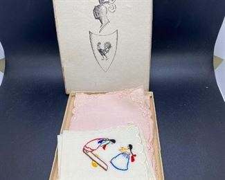 Vintage Embroidered Handkerchiefs Hanky Pocket Square Cocktail Napkins