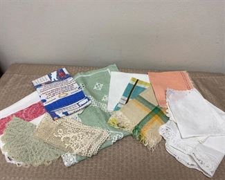 Vintage Retro Linen Lot Towels Pocket Squares Doilies Napkins