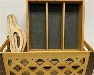 Wood Home Decor Lot Cut Out Box Storage Divider Bag Handles