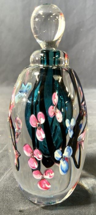 Signed Hand Painted Crystal Perfume Bottle
