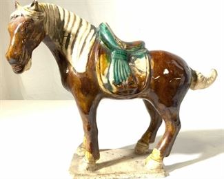 Asian Ceramic Glazed Horse Figural
