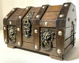Metal Wood Treasure Chest Keep sake box
