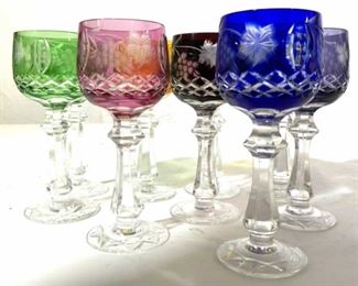 Multi Colored Bohemian Glass Stemware Set, 9
