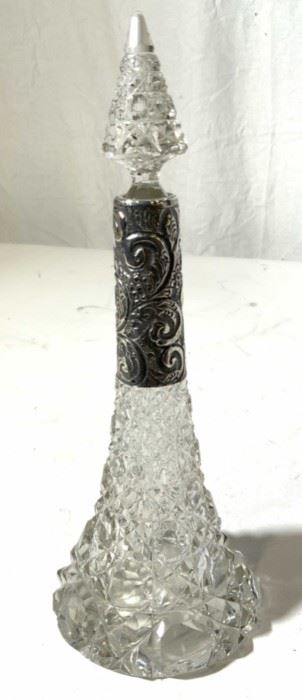 Cut crystal With Silver Trim Bottle
