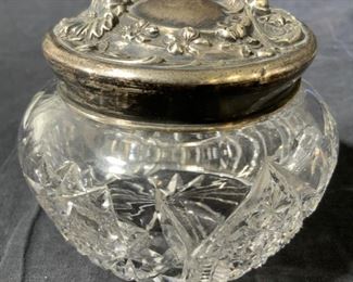 Antique Monogrammed Lidded Dresser Jar
