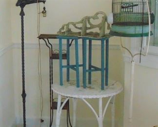 Some of Several Floor Lamps, wicker tables, and bird cages (sold separaely)