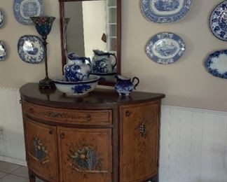 Lexington Half Moon China Cabinet with hand painted fruit decor