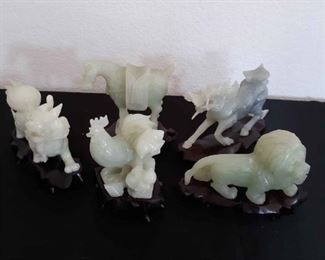 5 Chinese Carved Jade Animals