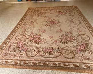 Aubusson rug, handwoven in Central France, measures 11’9” x 8’5”