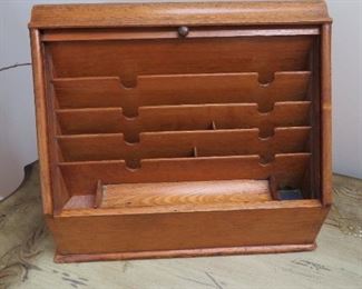 Antique English writing cabinet letter holder 