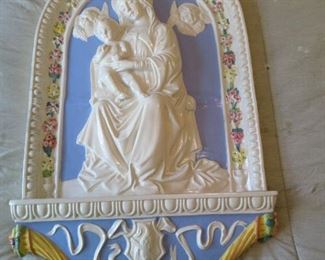 Large Italian Madonna & child religious plaque (18 1/2" x 31"h)