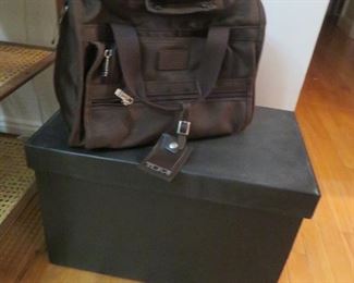Tumi duffle bag; large leather storage box
