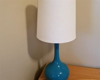 1 of 3 teal lamps!   Small and medium ($30 both) Also a teal floor lamp for $30.  (Matching teal stools, too!)