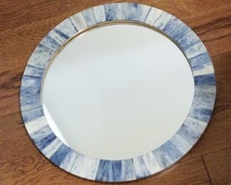 Beautiful blue-tiled mirror, 14 in. diameter, asking $20
