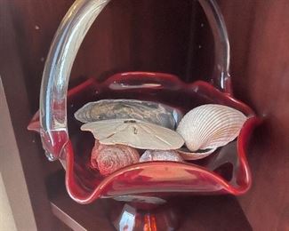 vintage art glass basket