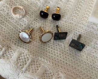 vintage cufflinks and ring