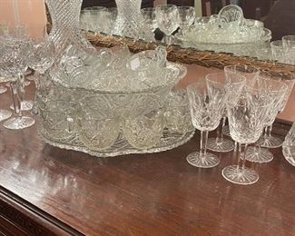 Punch Bowl EAPG, Waterford Crystal Goblets