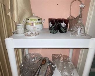 Hand-painted Purple Amethyst Glasses, Biscuit Jar, Fenton, Press Glass