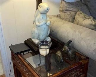 Rabbit Lamps, Bamboo End Tables