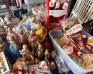 Needlepoint Stockings, Nativity Sets, Santa Claus, Vintage Holiday Stuffed Animals