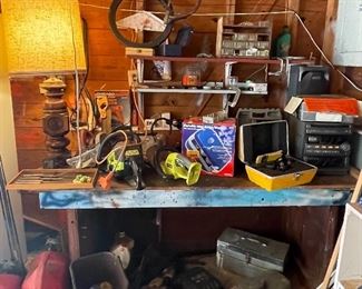 Survey Tool, Metal Tool Boxes, Gas Cans, Portable Stereo