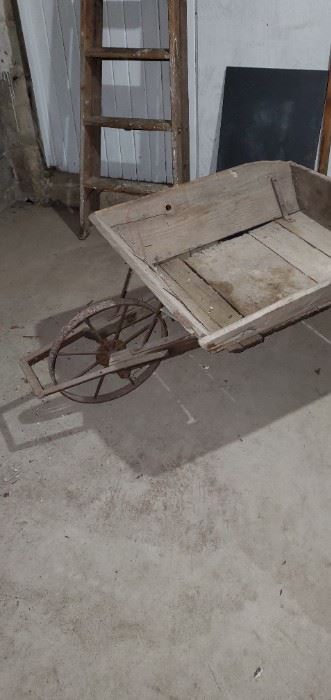 Antique Wooden Wheelbarrow