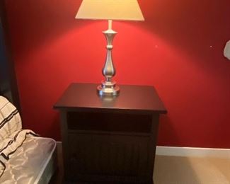 Side Table with Storage, Silver Table Lamp