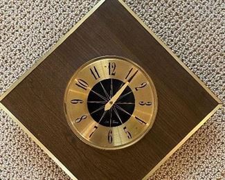 Vintage Seth Thomas Wall Clock, Walnut with Diamond Shape and Starburst Face. Very Cool!