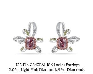 Lot 365 Fancy Pink Diamond Earrings