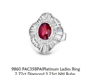 Lot 9860 Unheated Ruby with Diamond Ring  GIA
