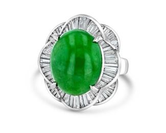 Lot 9943 Jadeite  Diamond Ring  GIA Certified