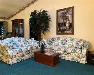 Floral sofa/couch with matching loveseat
