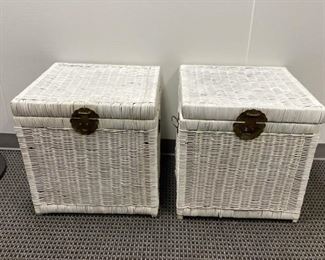 For your consideration is this Pair of Wicker Chests or End Tables.  Perfect for the beach house!  Make great storage or end tables.