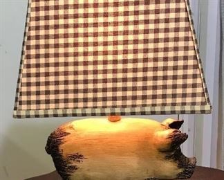 PIG LAMP WITH CUSTOM MADE WOOL SHADE