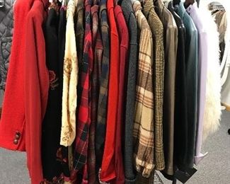 WOOL COATS, PENDELTON BLOUSES AND SHIRTS,