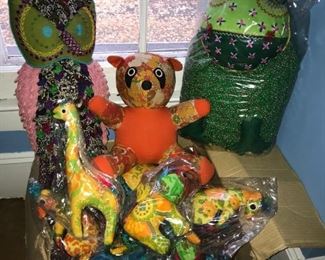 Over 1,000 beautifully crafted "Zoobles" by Estelle. Plush collectibles hand made in Thailand, animals from Elephants to miniature frogs these colorful and creatures will cheer any holiday environment. (These are collectibles not children's toys)  