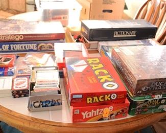 Games, Wheel of fortune, Stratego, Pictionary, Yahtzee, More.  