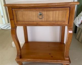 $300  DREXEL HERITAGE PENCIL REED SINGLE DRAWER NIGHTSTAND

 WHY WE LOVE IT:

This mid century Drexel piece is made timeless by the classic detail of pencil reed on the drawer front. This is a great little nightstand that adds a ton of style in a small package. There is a companion 8 drawer dresser that is also for sale.  Please check our other listings if you are interested in both pieces. 

 DETAILS + DIMENSIONS:

 Cottage Pine Finish
 26W X 18D X 31H
CONDITION: This is a vintage piece that has been well cared for and is in very good condition with only minor signs of wear to be expected with use and age.  Please refer to photos for a more detailed look at condition.  We make every attempt to list and photograph any defects or signs of wear that are significant to this sale. 

 

LOCAL PICK UP ALEXANDRIA, VA.  BUYER IS RESPONSIBLE FOR ANY NECESSARY DISASSEMBLY AND ALL COSTS ASSOCIATED WITH SHIPPING OR PICK UP.  CONTACT US FOR SHIPPING RECOMMENDATIONS.