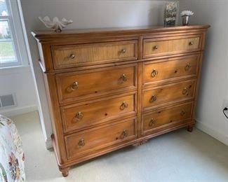 $1500  DREXEL HERITAGE PENCIL REED 8 DRAWER DRESSER

 WHY WE LOVE IT:

An amazing vintage Drexel Heritage pencil reed dresser. Tommy Bahama style and maximum storage with six full size drawers below 2 pencil reed front accessory drawers.  This piece is an absolute classic and will add a chic element to any style deco.

 DETAILS + DIMENSIONS:

 57.5W X 19D X 43.5H inches
 

CONDITION: This is a vintage piece that has been very well cared for and is very good vintage condition with only minor superficial signs of wear commensurate of age and use.  Please refer to photos for a more detailed look at condition.  We make every attempt to list and photograph any defects or signs of wear that are significant to this sale. 

 

LOCAL PICK UP ALEXANDRIA, VA.  BUYER IS RESPONSIBLE FOR ANY NECESSARY DISASSEMBLY AND ALL COSTS ASSOCIATED WITH SHIPPING OR PICK UP.  CONTACT US FOR SHIPPING RECOMMENDATIONS.