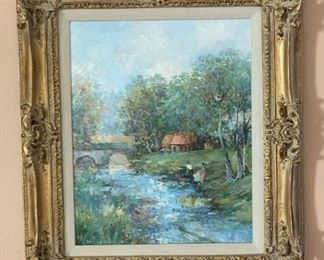 ART FRAMED 23 X 27 - ART CANVAS 15 X 19                               
                                                                                            CONDITION: Art has been very well cared for and is in good condition.    Please refer to photos for a more detailed look at condition.  We make every attempt to list and photograph any defects or signs of wear that are significant to this sale. 
LOCAL PICK UP ALEXANDRIA, VA.  BUYER IS RESPONSIBLE FOR ANY NECESSARY DISASSEMBLY AND ALL COSTS ASSOCIATED WITH SHIPPING OR PICK UP.