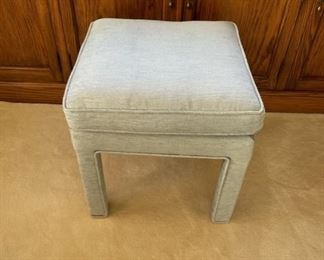 $150  SLIM LINE LIGHT GRAY BLUE FABRIC UPHOLSTERED STOOL

 WHY WE LOVE IT:

Layer in an extra surface or added seating by way of a shapely slimline ottoman in light grey blue upholstery.  A great little piece for multiple purposes. 

 DETAILS + DIMENSIONS:
 18X18X18
 
CONDITION: This piece is in good pre owned condition.  There are minor superficial signs of wear to be expected with use and age.  Please refer to photos for a more detailed look at condition.  We make every attempt to list and photograph any defects or signs of wear that are significant to this sale. 

LOCAL PICK UP ALEXANDRIA, VA.  BUYER IS RESPONSIBLE FOR ANY NECESSARY DISASSEMBLY AND ALL COSTS ASSOCIATED WITH SHIPPING OR PICK UP.  CONTACT US FOR SHIPPING RECOMMENDATIONS.