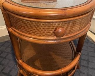 $250  BRAXTON CULLER WICKER TROPICAL GARDEN OVAL SINGLE DRAWER SIDE TABLE W/ GLASS TOP

 WHY WE LOVE IT:

Braxton Culler Inc. was founded in 1975 and has experienced strong growth for 35 years. Once best known for their distinctive lightweight Wicker and Rattan, this family-owned and operated company.  This side table lends a perfect mix of function and style to a small space or corner. 

 DETAILS + DIMENSIONS:

#913-022
31D X 22W X 24H
Finish = Havana
Original price $545
 
CONDITION: This table was used in a guest house and has seen very little use. It is in very good condition. Please refer to photos for a more detailed look at condition.  We make every attempt to list and photograph any defects or signs of wear that are significant to this sale. 

 

LOCAL PICK UP ALEXANDRIA, VA.  BUYER IS RESPONSIBLE FOR ANY NECESSARY DISASSEMBLY AND ALL COSTS ASSOCIATED WITH SHIPPING OR PICK UP. CONTACT US FOR SHIPPING RECOMMENDATIONS.