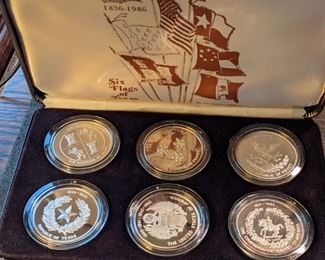 6 STATE OF TEXAS PURE SILV ER 1 TROY OUNCE COINS SEISQUICENTENNIAL COMMEMORATIVES