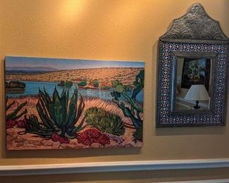 MEXICAN MIRROR & PAINTING