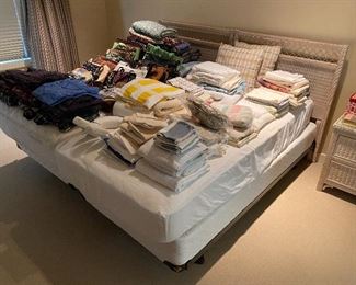 Two matching wicker twin beds by Lexington (Henry Link).