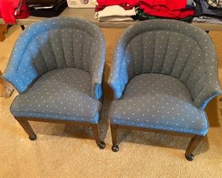 Pair of upholstered club chairs purchased at Klingman.