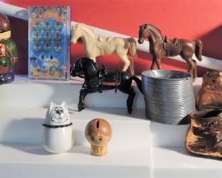 Russian nesting dolls, bronze shoes and retro toys